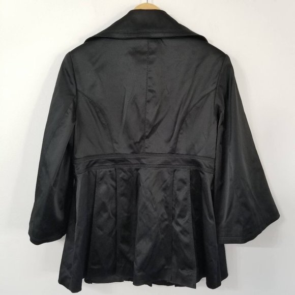 Jessica Simpson Black Cotton Blend Women's Pleated Jacket L - Picture 2 of 9